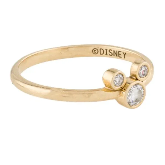DISNEY 14K YELLOW GOLD  DIAMOND MICKEY MOUSE PETITE ICON COCKTAIL BAND RING - Picture 2 of 6